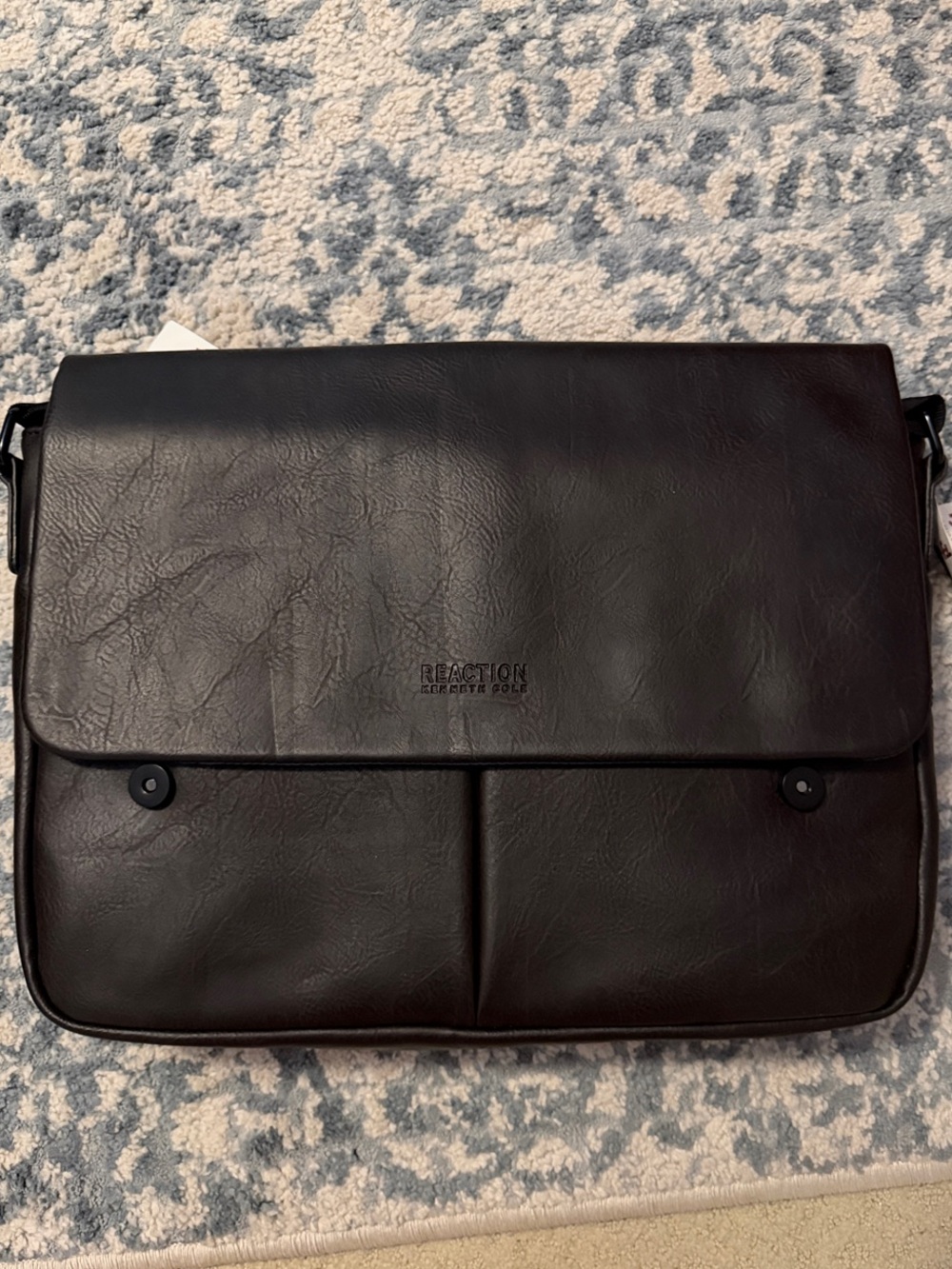 Kenneth Cole Reaction Dark Brown Faux Leather Messenger Bag